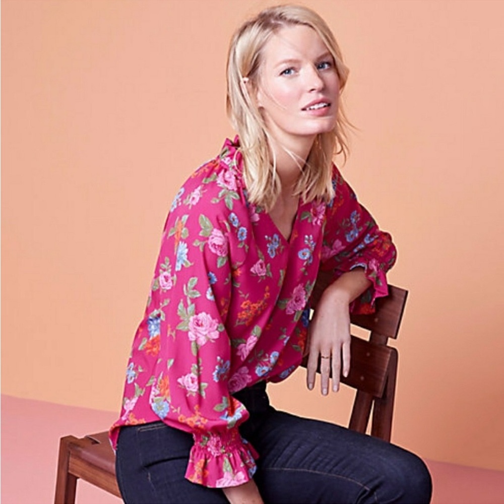 Ann Taylor Pink Floral Blouse